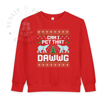 Can I Pet That Dawwg Toddler Christmas Meme Sweater - Sunlit Funlit Country Music Tees